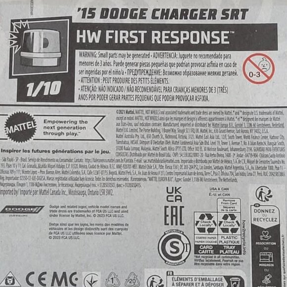 2021 HOT WHEELS, '15 DODGE CHARGER SRT, #1, MINT IN THE PACKAGE!!! - Picture 3 of 3